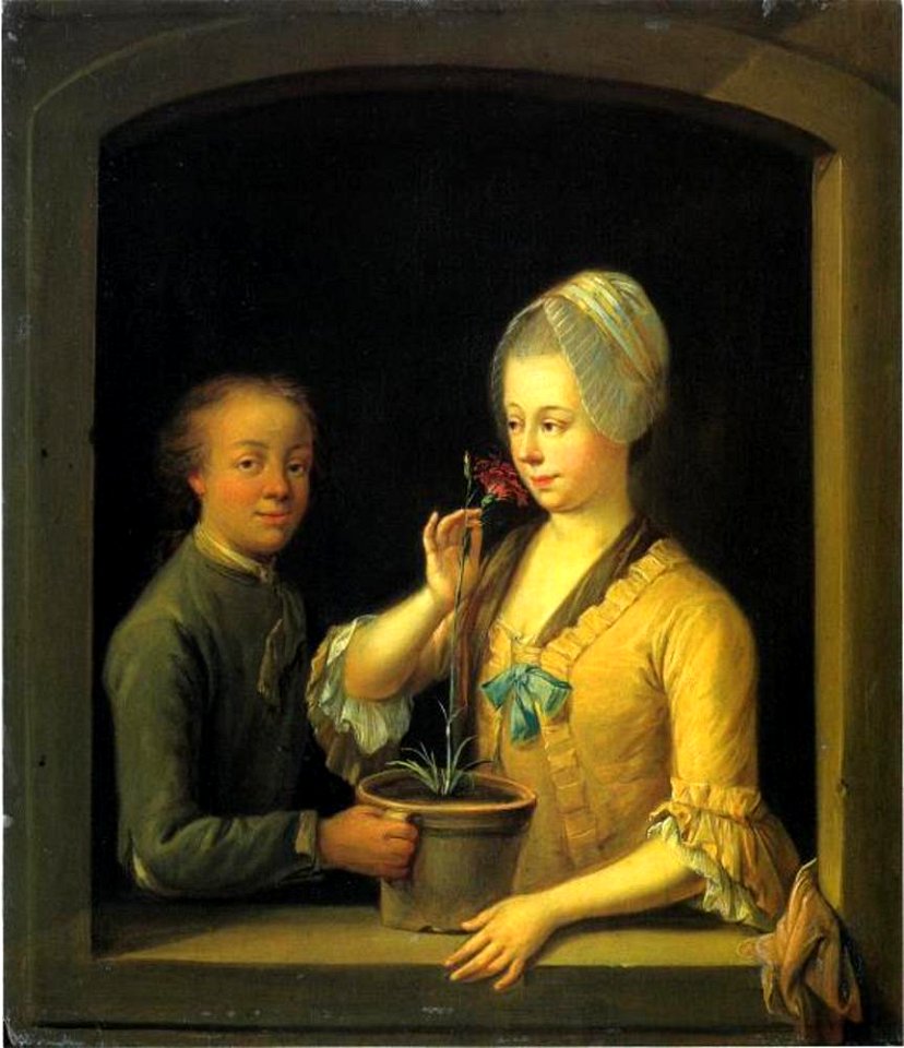 Johann Andreas Herrlein - Vrouw en jongeman met een potanjer in een venster - 2009 - Städel Museum