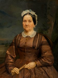 Johann Baptist Reiter (attr) Portrait einer Dame im braunen Seidenkleid