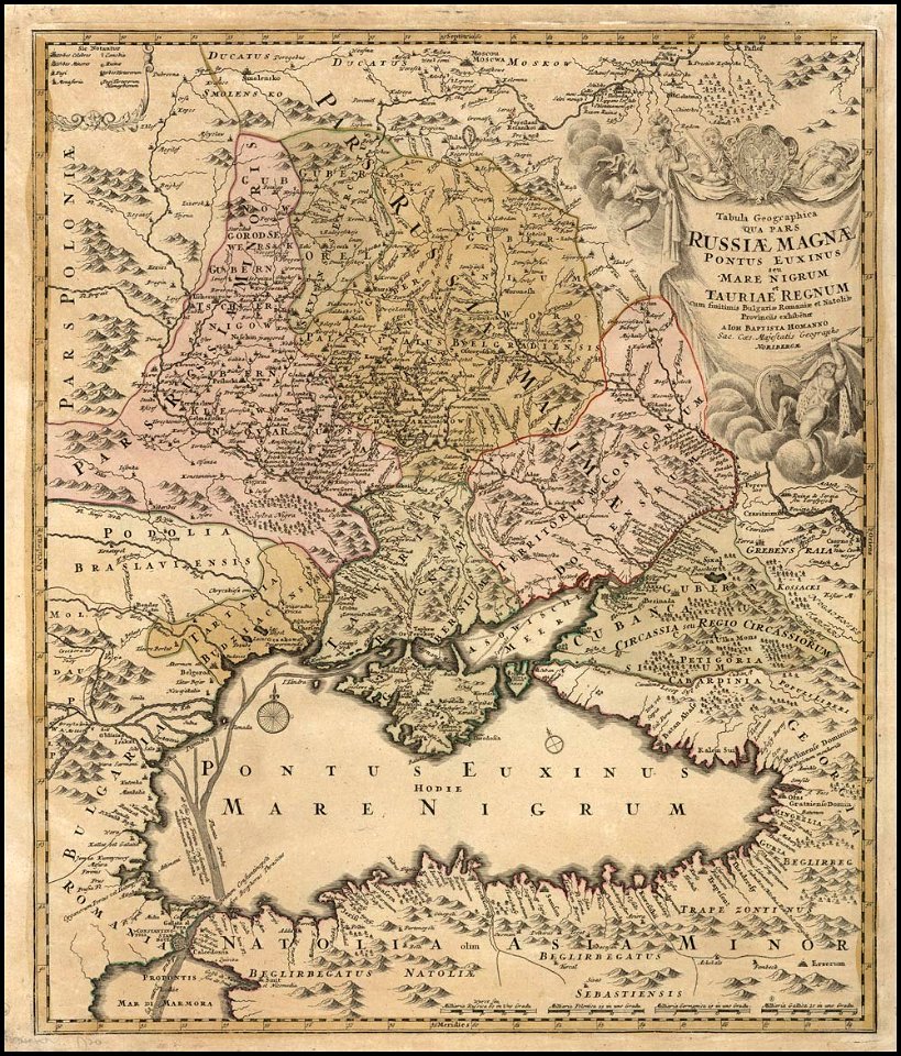 Johann Baptist Homann. Tabula Geographica qua pars Russiae Magnae Pontus Euxinus seu mare Nigrum. Nuremberg 1720