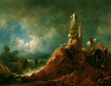 Johann Christian Brand - Landschaft mit Ruine und Reiter bei Mondschein - 4102 - Kunsthistorisches Museum