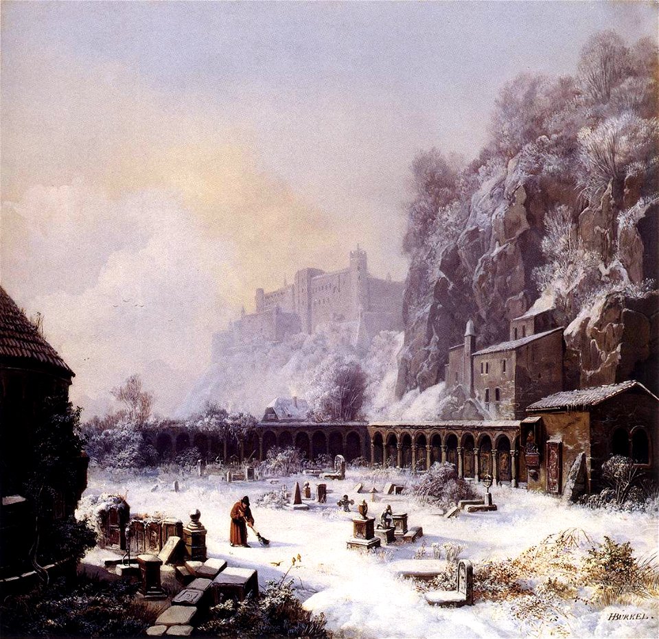 Johann Heinrich Bürkel - Graveyard of St. Peter's in Winter - WGA03729