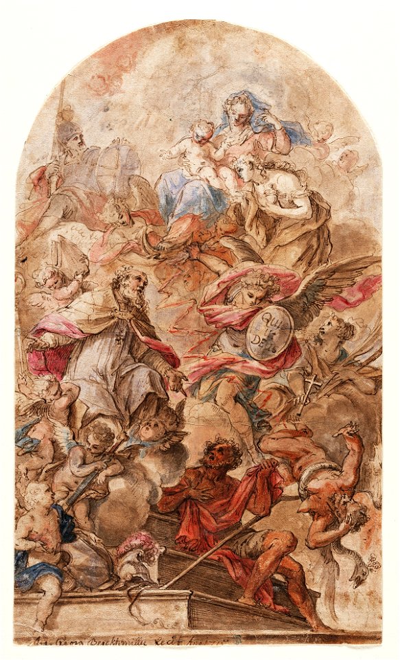 Johann Georg Bergmüller - St. Martin and Other Saints Appealing to the Virgin