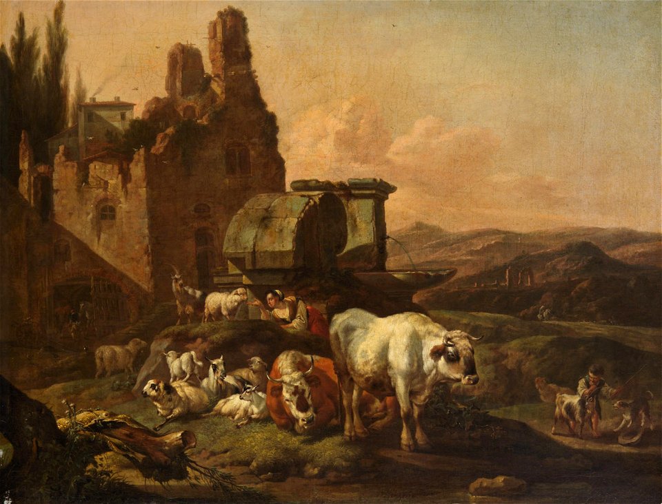 Johann Heinrich Roos - Landschaft mit Tieren an der Tränke - GG 634 - Kunsthistorisches Museum