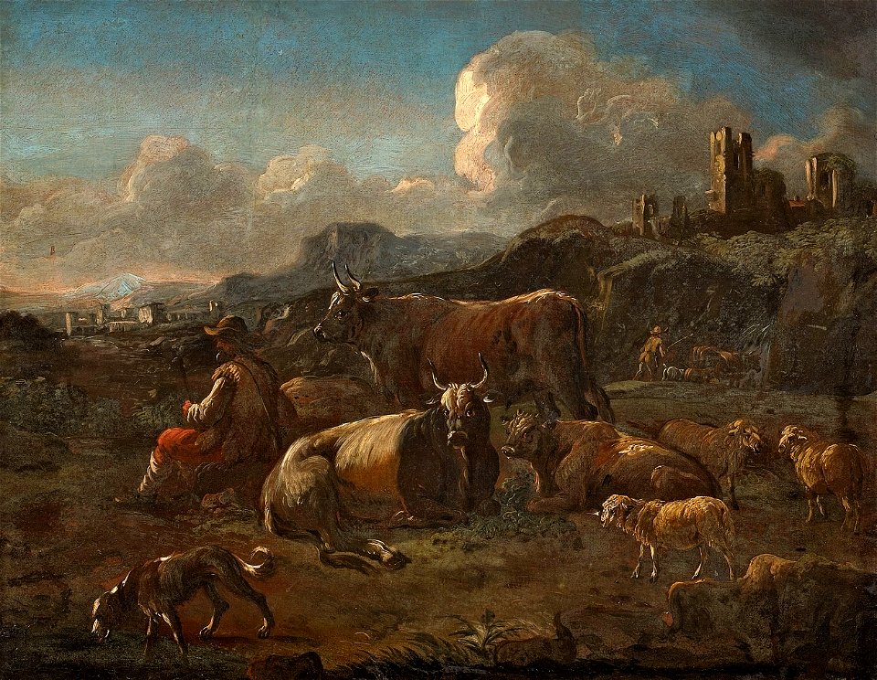 Johann Heinrich Roos (attr) Landschaft mit Vieh