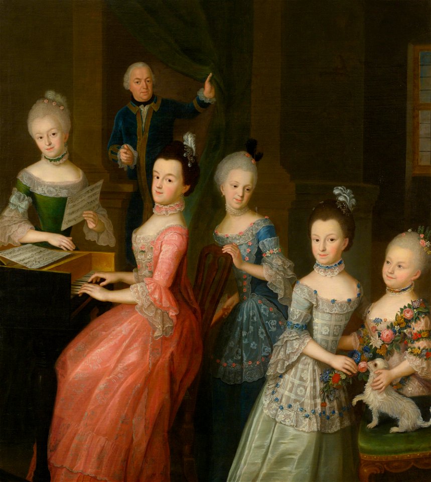 Johann Gottlieb Becker Portrait Johann Casimir von Schlieben und seine Töchter