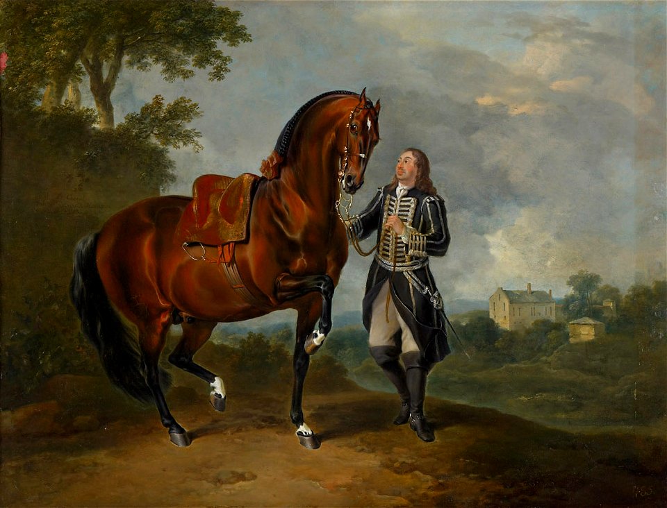 Johann Georg de Hamilton, , Kaiserliche Wagenburg Wien - Hengst in der Piaffe mit einem Bereiter - WB Z 84 - Kunsthistorisches Museum