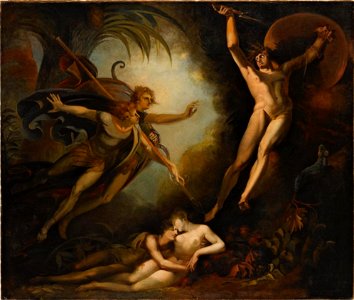 Johann Heinrich Füssli Satan, von Ithuriels Speer berührt