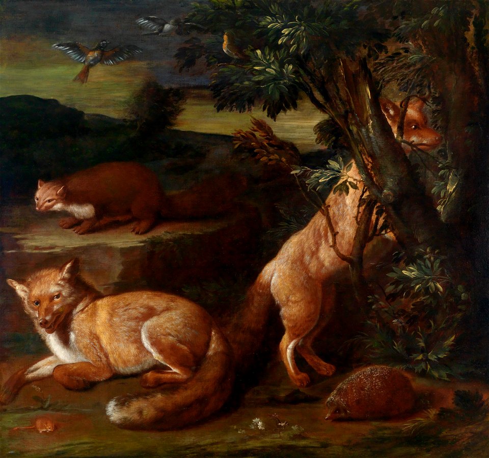 Johann Friedrich Grooth (attr) Wildtiere vor Landschaftshintergrund