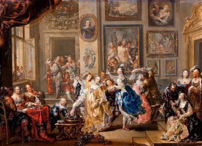 Johann Georg Platzer - Dancing scene with palace interior - Google Art Project. Free illustration for personal and commercial use.