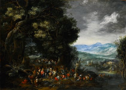 Johann Jakob Hartmann Landscape with St John the Baptist. Free illustration for personal and commercial use.