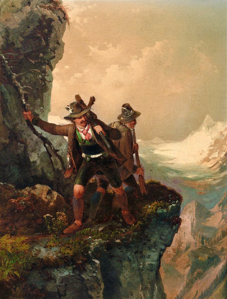 Johann Joseph Rauch Zwei Jäger auf einem Felsvorsprung
