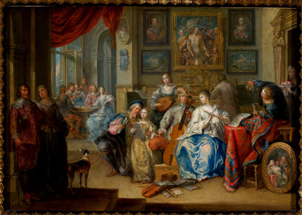Johann Georg Platzer - Interior with a concert and card players - M.Ob.1005 MNW - National Museum in Warsaw