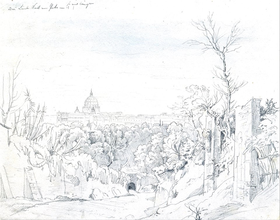 Johann Georg von Dillis - View of Saint Peter’s Basilica in Rome - Google Art Project