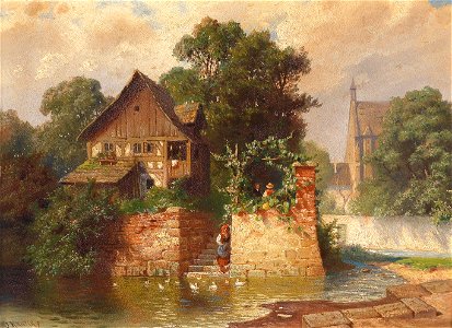 Johann Kautsky Idylle am Stadtgraben