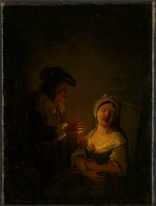 Johann Georg Dietrich - Old Man Watching a Sleeping Girl - NG.M.00062 - National Museum of Art, Architecture and Design