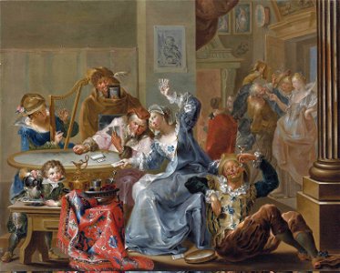 Johann Georg Platzer - Ein Interieur mit eleganten Herrschaften