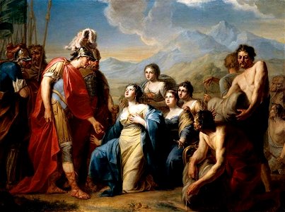 Johann Friedrich August Tischbein - The Queen of Sheba Kneeling before King Solomon - WGA22709. Free illustration for personal and commercial use.
