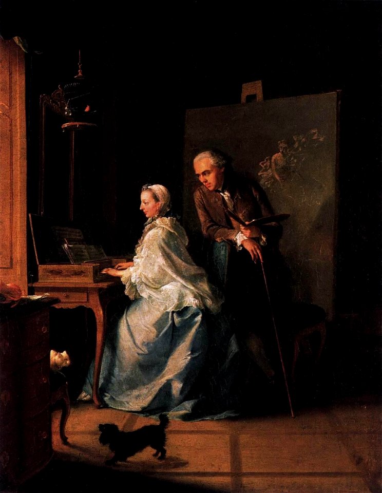Johann Heinrich Tischbein - Portrait of the Artist and His Wife at the Spinet - WGA22713