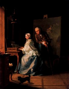 Johann Heinrich Tischbein - Portrait of the Artist and His Wife at the Spinet - WGA22713. Free illustration for personal and commercial use.