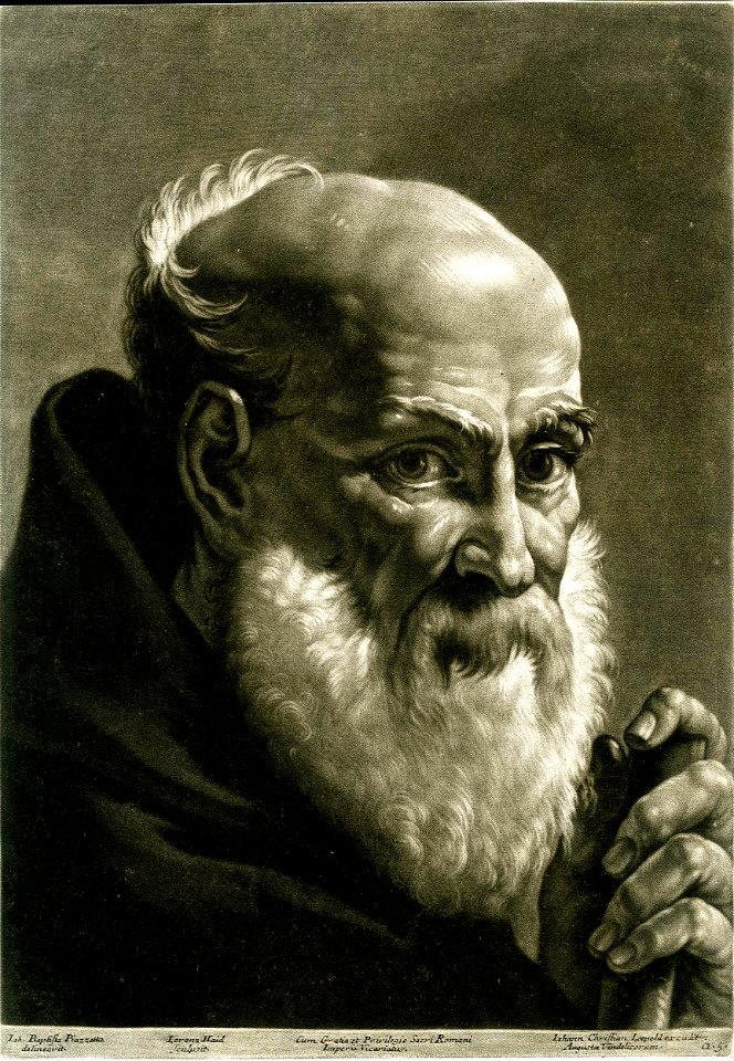 Johann Lorenz Haid - An old, bald, bearded man; turned to right; after Piazzetta. c.1750s, 1913,0528.118