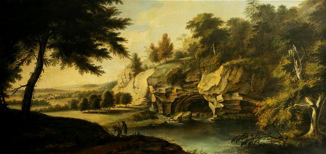 Johann Heinrich Müntz (1727-1798) - A River Scene with Rocky Banks and a Waterfall - 719404 - National Trust. Free illustration for personal and commercial use.