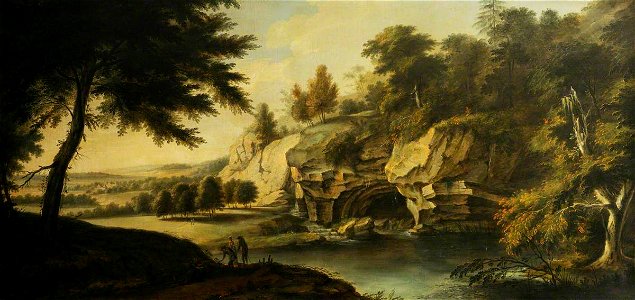 Johann Heinrich Müntz (1727-1798) - A River Scene with Rocky Banks and a Waterfall - 719404 - National Trust