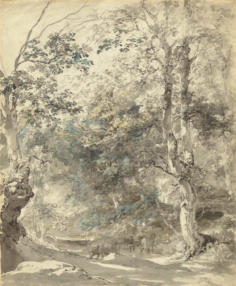 Johann Georg von Dillis (German - Wooded Landscape with Cows - Google Art Project