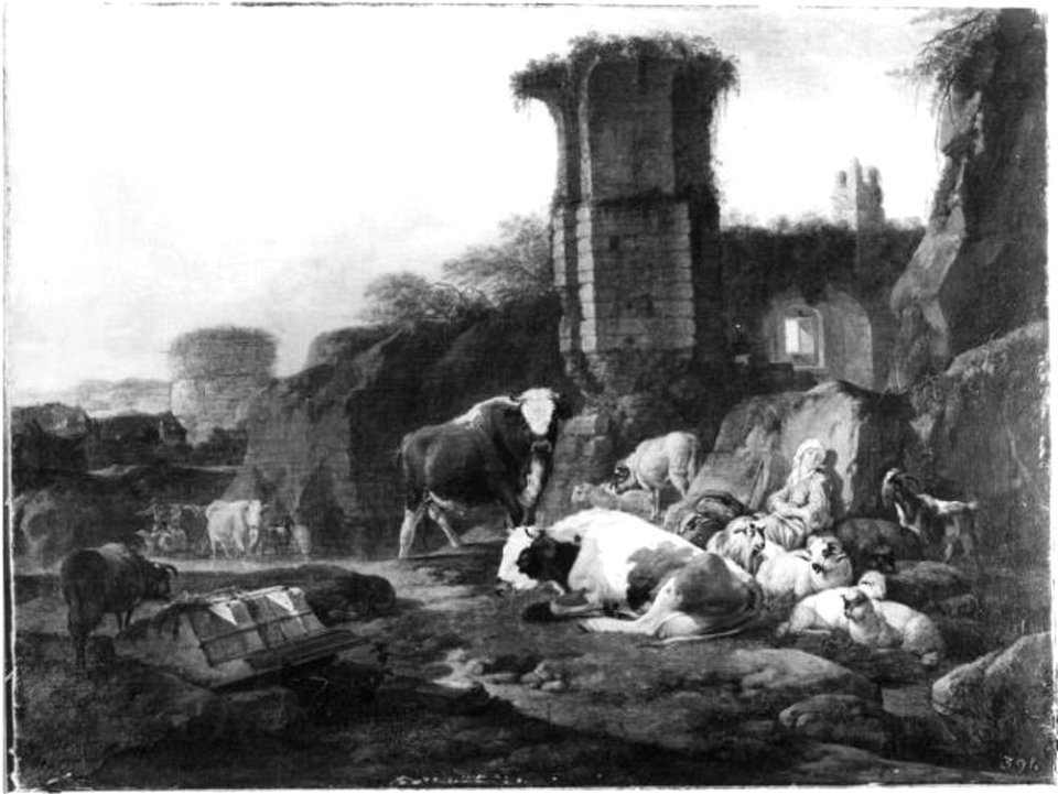 Johann Heinrich Roos - Herders met hun kudde bij een ruïne - Gal.-Nr. 2001 - Staatliche Kunstsammlungen Dresden