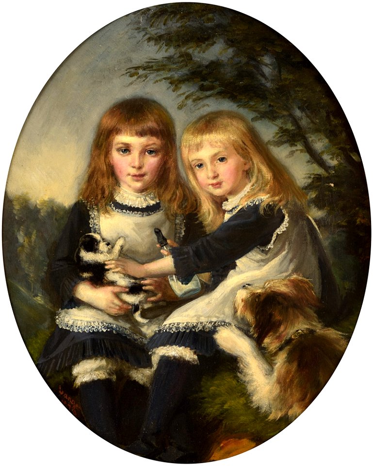 Johann Lange Geschwister mit Hunden 1879