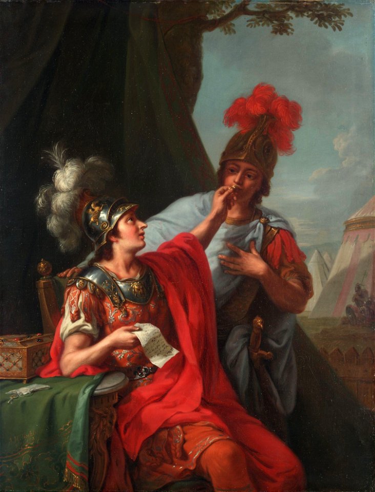 Johann Heinrich Tischbein - Alexander Putting his Seal Ring over Hephaestion's Lips, 1781