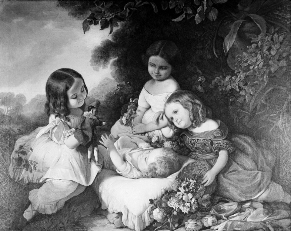 Johann Grund (1808-87) - Children Playing in a Landscape - RCIN 406296 - Royal Collection