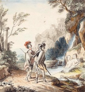 Johann Heinrich Tischbein d.Ä. - Charles e Ulbalde voyent dans le fleuve deux nymphes enchantées