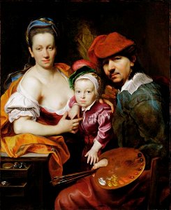 Johann Kupezky - Zelfportret van Johann Kupezky met vrouw en zoontje - 3922 - Museum of Fine Arts, Budapest