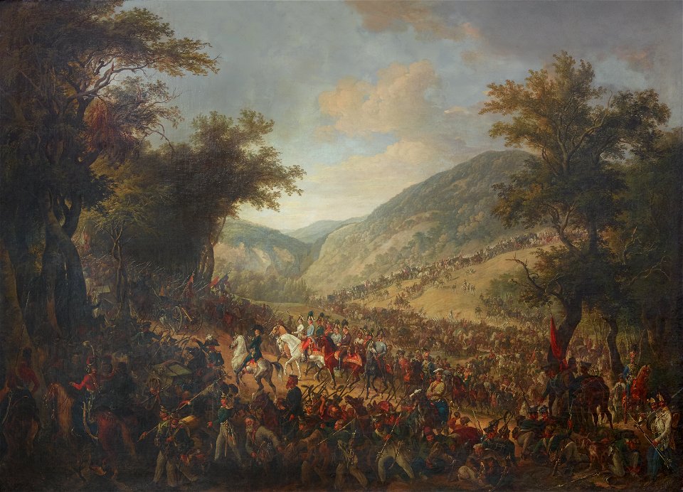 Johann Nepomuk Höchle - Die verbündeten Heere, Kaiser Franz I. (II.) von Österreich mit dem Kronprinzen Ferdinand an der Spi - 3099 - Kunsthistorisches Museum