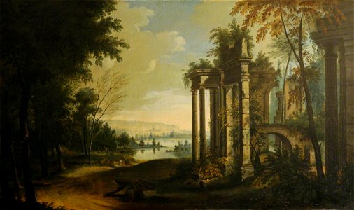 Johann Heinrich Müntz (1727-1798) - A Landscape with a River and Classical Ruins - 719440 - National Trust