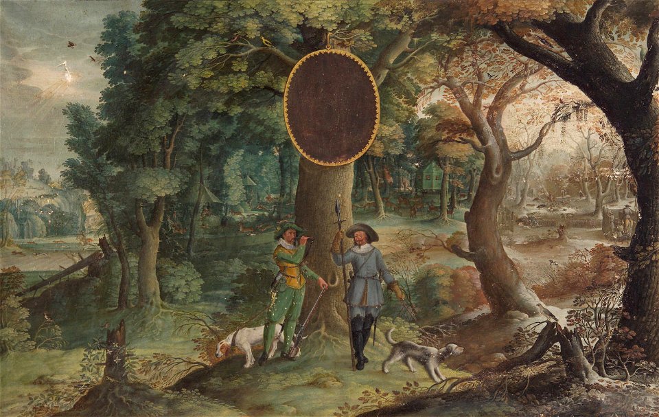 Johann Jakob Besserer - Jahreszeiten mit Jagddarstellungen, Herbst (Jäger mit Hasen- und Hirschjagd) und Winter (Jäger mit Saujagd) - GG 2637 - Kunsthistorisches Museum