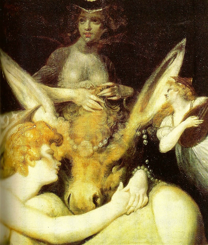 Johann Heinrich Füssli - Titania liebkost den eselköpfigen Bottom - 1793, 1794, Detail (scan)