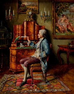 Johann Hamza Herr mit Papagei