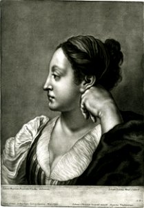 Johann Lorenz Haid - A woman in profile to left; her hand raised to her ear; after Piazzetta. c.1750s, 1897,1117.201