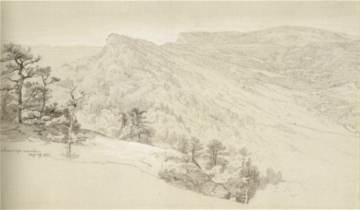 Johann Herman Carmiencke - 'View of the Shawangunke Mountains', graphite with white heightening on paper, 1865