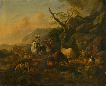 Johann Heinrich Roos - Landscape with Hunters - O 1341 - Slovak National Gallery