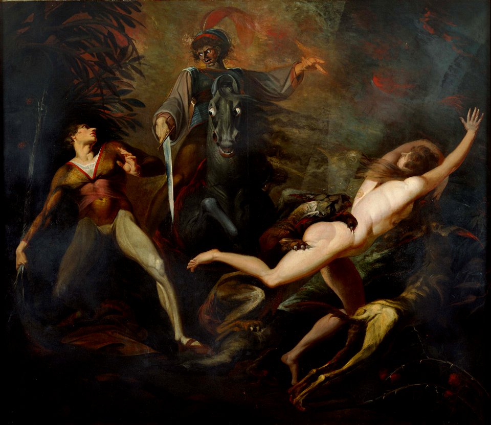Johann Heinrich Füssli - Theodore Meets in the Wood the Spectre of His Ancestor Guido Cavalcanti - Google Art Project