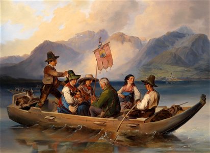 Johann Matthias Ranftl Überfahrt am Wolfgangsee
