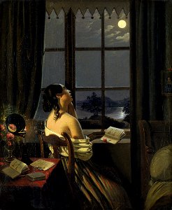 Johann Peter Hasenclever Die Sentimentale c1846-47. Free illustration for personal and commercial use.