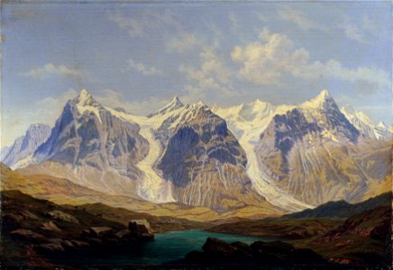 Johann Michael Sattler - Wetterhorn, Mettenberg und Eiger mit den beiden dazwischenliegenden Grindelwaldgletschern - 4580 - Österreichische Galerie Belvedere