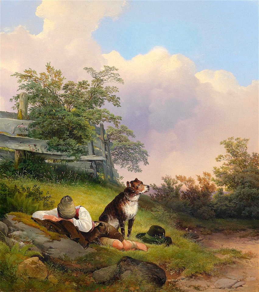 Johann Matthias Ranftl (attr) Schlafender junger Mann