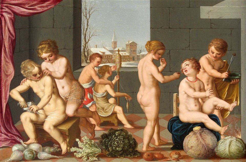 Johann König - Winter (Rübenschälen und Flachsspinnen) - GG 1156 - Kunsthistorisches Museum