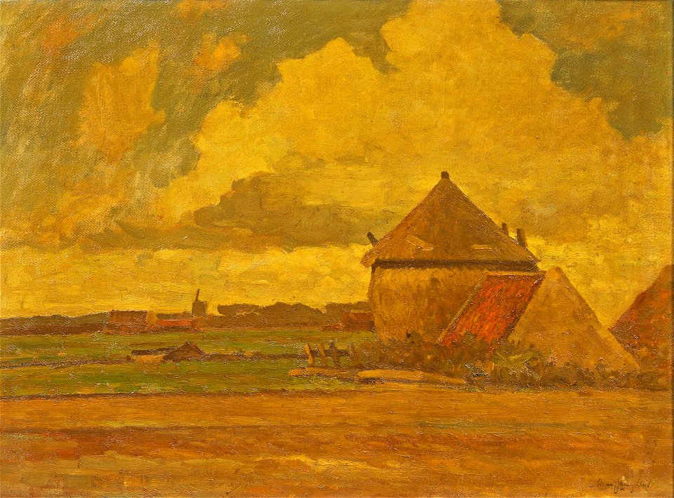 Johann Jungblut Niederrheinische Landschaft mit Heuschober