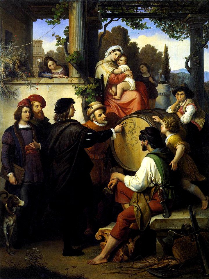 Johann Michael Wittmer - Raphael's First Sketch of the 'Madonna della Sedia' - WGA25844