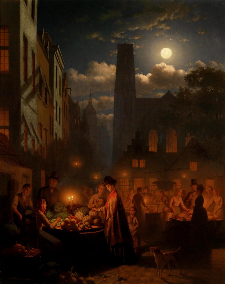 Johann Mengels Culverhouse Nächtlicher Gemüsemarkt 1874
